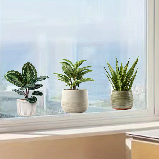 Watercolour Potted Plant Window Decal | Home Decor removable peel and stick wall decal by HomeDecorDecals.