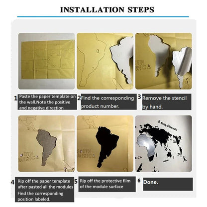 World Map Wall 3D Acrylic Wall Stickers Three-dimensional Mirror Stickers Bedroom Office Background Wall Decoration Stickers-HomeDecorDecals_com