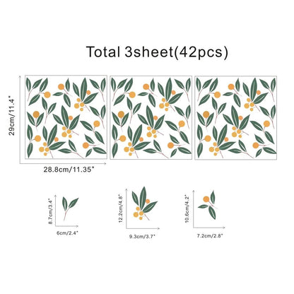Nordic Green Leaves Wall Decal | Home Decor home decor design by HomeDecorDecals.
