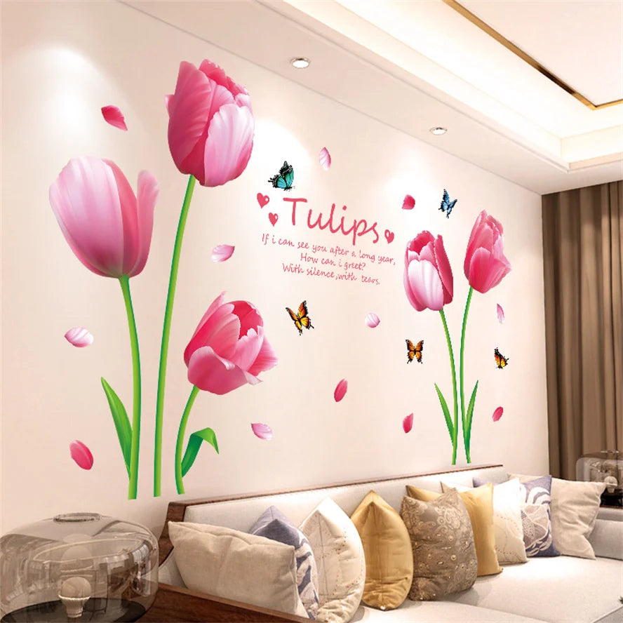 Additional view of Flowers and Butterfly Wall Decal | Home Decor by HomeDecorDecals.