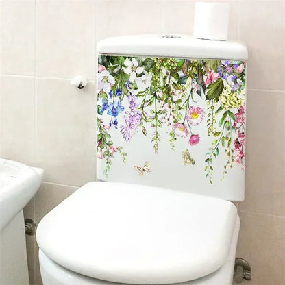 Plant Leaves Wall Sticker Toilet Sticker WC Self Adhesive Mural Beautify Flower Home Decoration Decals Refrigerator sticker-HomeDecorDecals_com