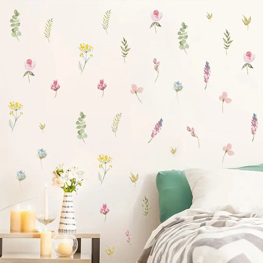 3Pcs Cartoon Leaf Colorful Flowers Wall Stickers for Kids Room Living Room Wall Decals Bedroom Decoration Children Home Decor-HomeDecorDecals_com