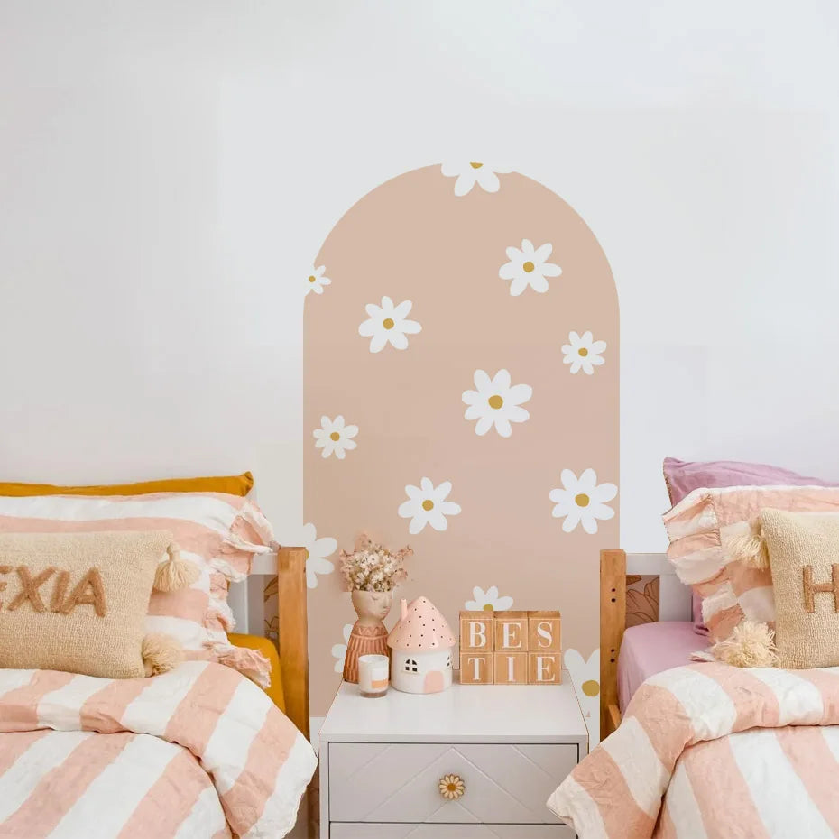 Boho Flowers Arch Wallpaper Nursery Decal Children's Room Baby Sticker Kids Bedroom Living Vinyl Home Decoration Peel and Stick-HomeDecorDecals_com