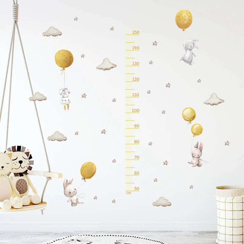 Balloon Bunny Height Measure Ruller Wall Stickers Height Chart for Kids Room Bedroom Growth Chart Wall Decals Nursery Stickers-HomeDecorDecals_com