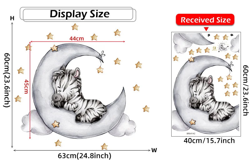 Cartoon Grey Baby Elephant Moon Gold Stars Wall Stickers for Kids Room Decor Nurserry Wall Decals Girl Boy Room Decorative-HomeDecorDecals_com