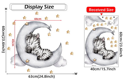 Cartoon Grey Baby Elephant Moon Gold Stars Wall Stickers for Kids Room Decor Nurserry Wall Decals Girl Boy Room Decorative-HomeDecorDecals_com
