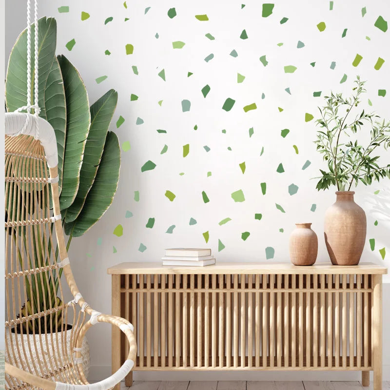 Green Terrazzo Pattern Wall Decal | Home Decor removable peel and stick wall decal by HomeDecorDecals.