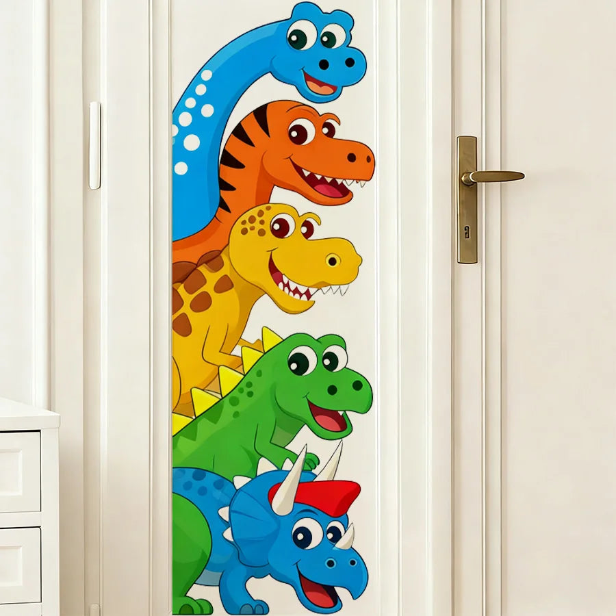 Cute 5 Dinosaur Wall Stickers With Brachiosaurus Pterodactyl Animal Decals For Bedroom Living Room Entrance Decor-HomeDecorDecals_com