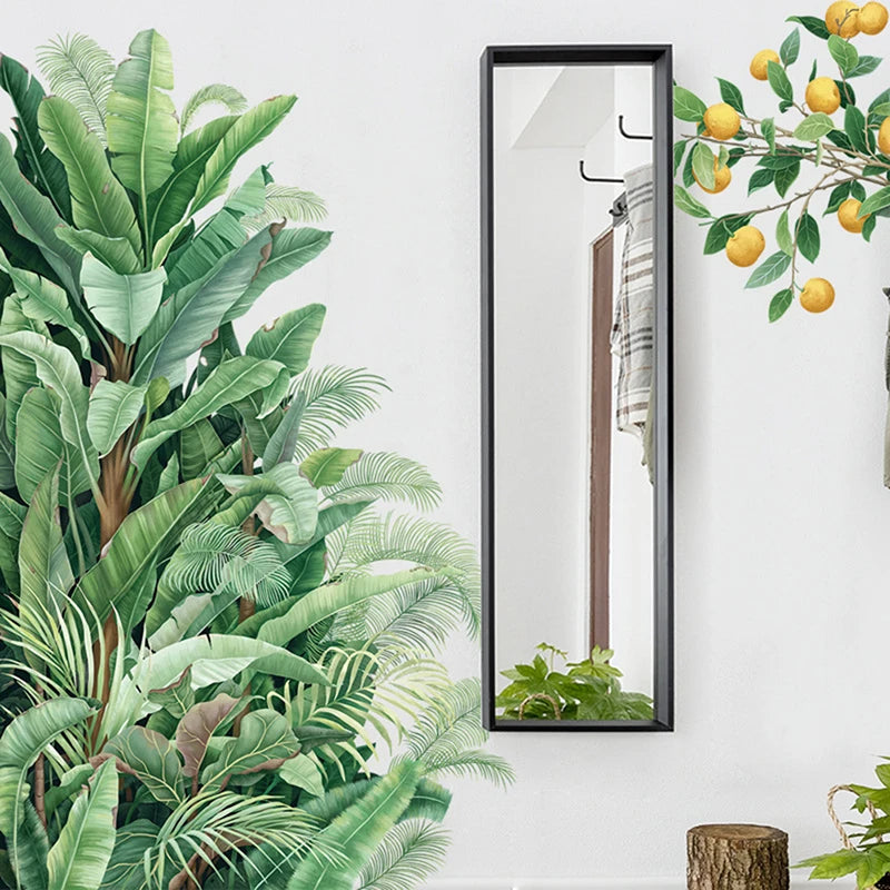 Green Leaves Wall Stickers For Home Living Room Decorative Vinyl Wall Decal Tropical Plants DIY Kid Door Murals Wallpaper-HomeDecorDecals_com
