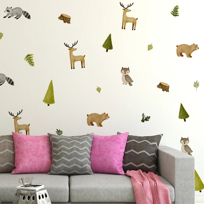 Alternative angle of Cartoon Safari Animals Wall Decal | Room Decor by HomeDecorDecals.
