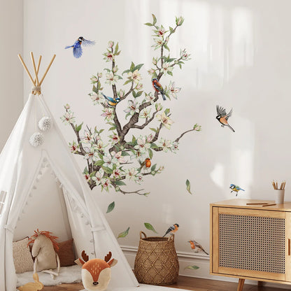 Close-up view of Tree Branch Bird and Butterfly Wall Decal | Home Decor by HomeDecorDecals.