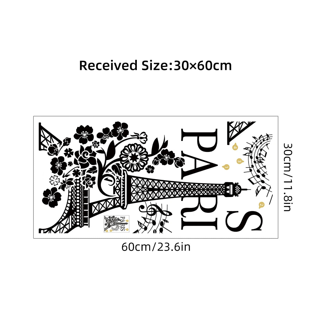 Additional view of Eiffel Tower Flower Silhouette Wall Decal | Home Decor by HomeDecorDecals.