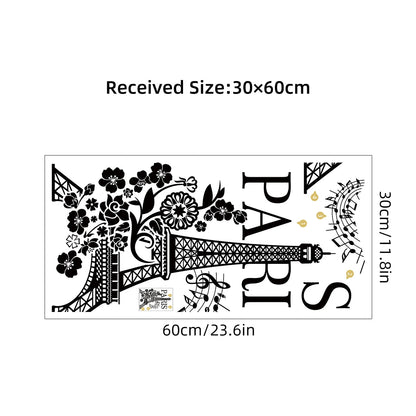 Additional view of Eiffel Tower Flower Silhouette Wall Decal | Home Decor by HomeDecorDecals.
