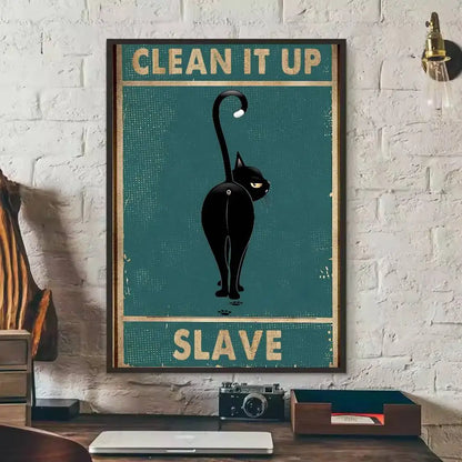 Cute Black Cat Art Are Poster Self-adhesive Art Waterproof Paper Sticker Coffee House Bar Dorm Room Wall Decor-HomeDecorDecals_com