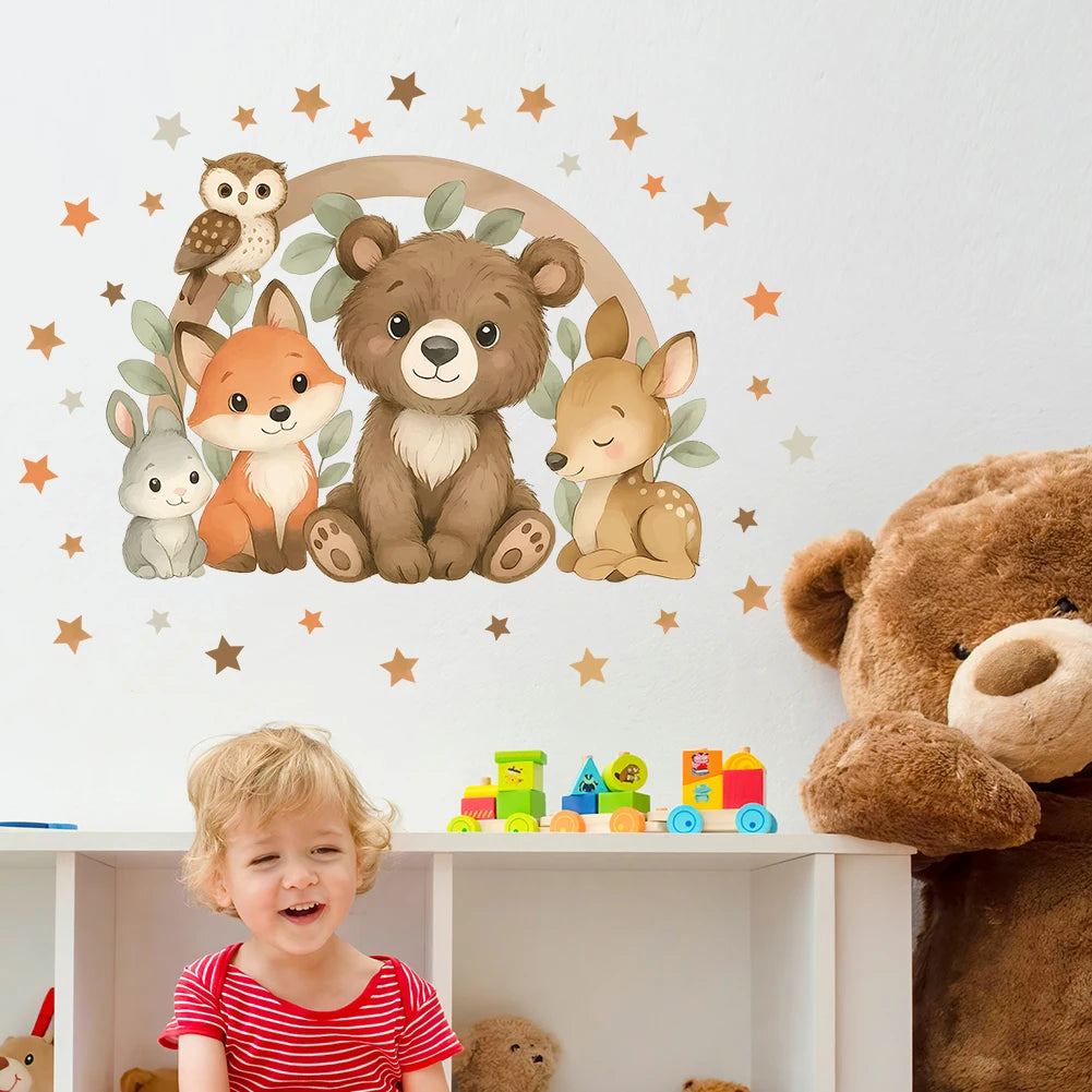 Forest Animal Wall Stickers For Children's Rooms Children's Wall Stickers For Boys Daycare Room Decorations Cartoon Animal-HomeDecorDecals_com