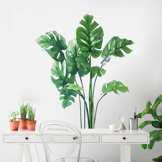 Large Tropical Green Plant Wall Stickers-HomeDecorDecals_com