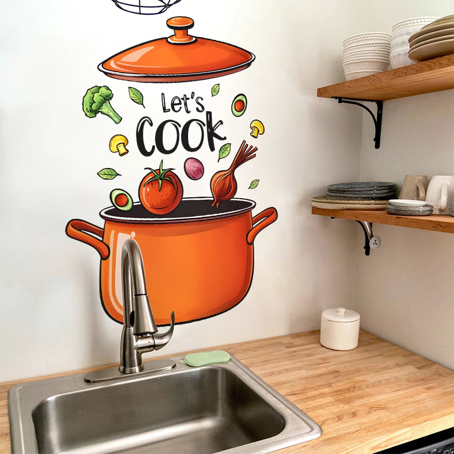 Close-up view of Cartoon Kitchen Cooking Wall Decal | Home Decor by HomeDecorDecals.