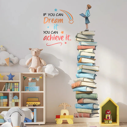 Cartoon Drawing Book Tower Wall Decal For Kids-HomeDecorDecals_com
