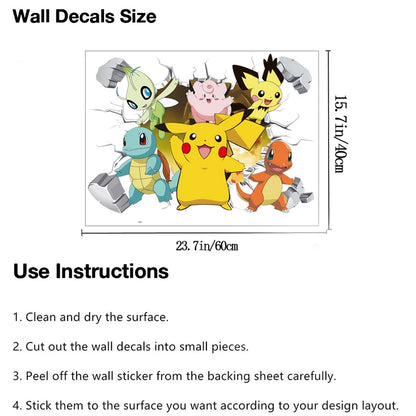 Cartoon Pikachu Wall Stickers For Kid's Rooms Kindergarten Living Room Bedroom DIY Wall Decoration Animated Poster Bedroom Decor-HomeDecorDecals_com