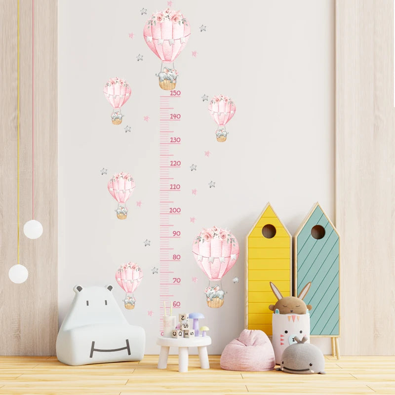 Cartoon Smile Animals Bear Lion Deer Hippo Stars Height Ruller Wall Stickers for Kids Room Boy Girl Room Nursery Wall Decals pvc-HomeDecorDecals_com
