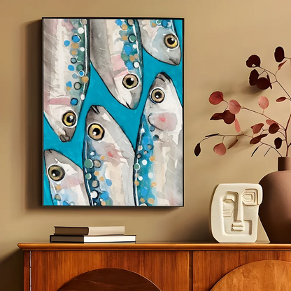 Colorful Sardine Lobster Fish Ocean Animal Self-adhesive Art Poster Retro Kraft Paper Sticker DIY Room Bar Cafe Stickers-HomeDecorDecals_com