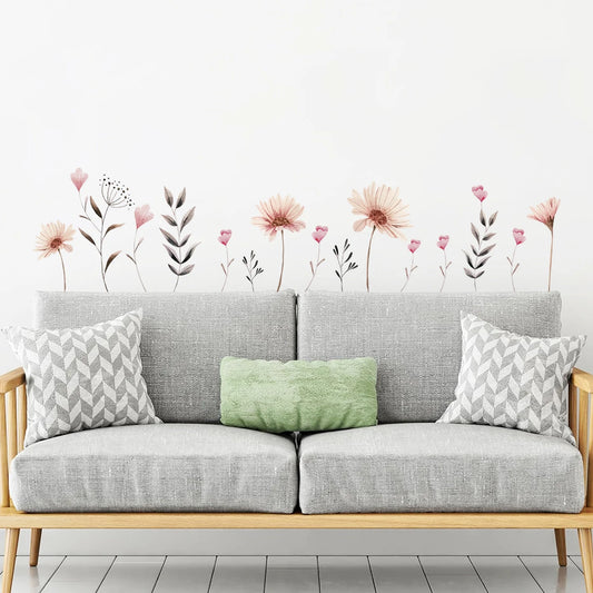 1pcs Watercolor Boho Flower Wall Stickers for Kid Room Living Room Decoration Bedroom Wall Decal Children Home Decor Accessories-HomeDecorDecals_com