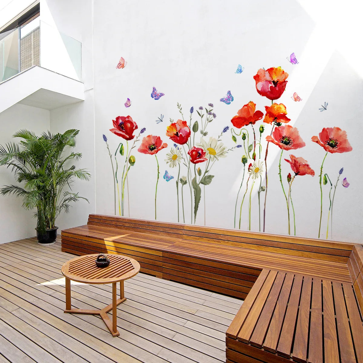 Red Flowers PVC Wall Decal | Room Decor removable peel and stick wall decal by HomeDecorDecals.