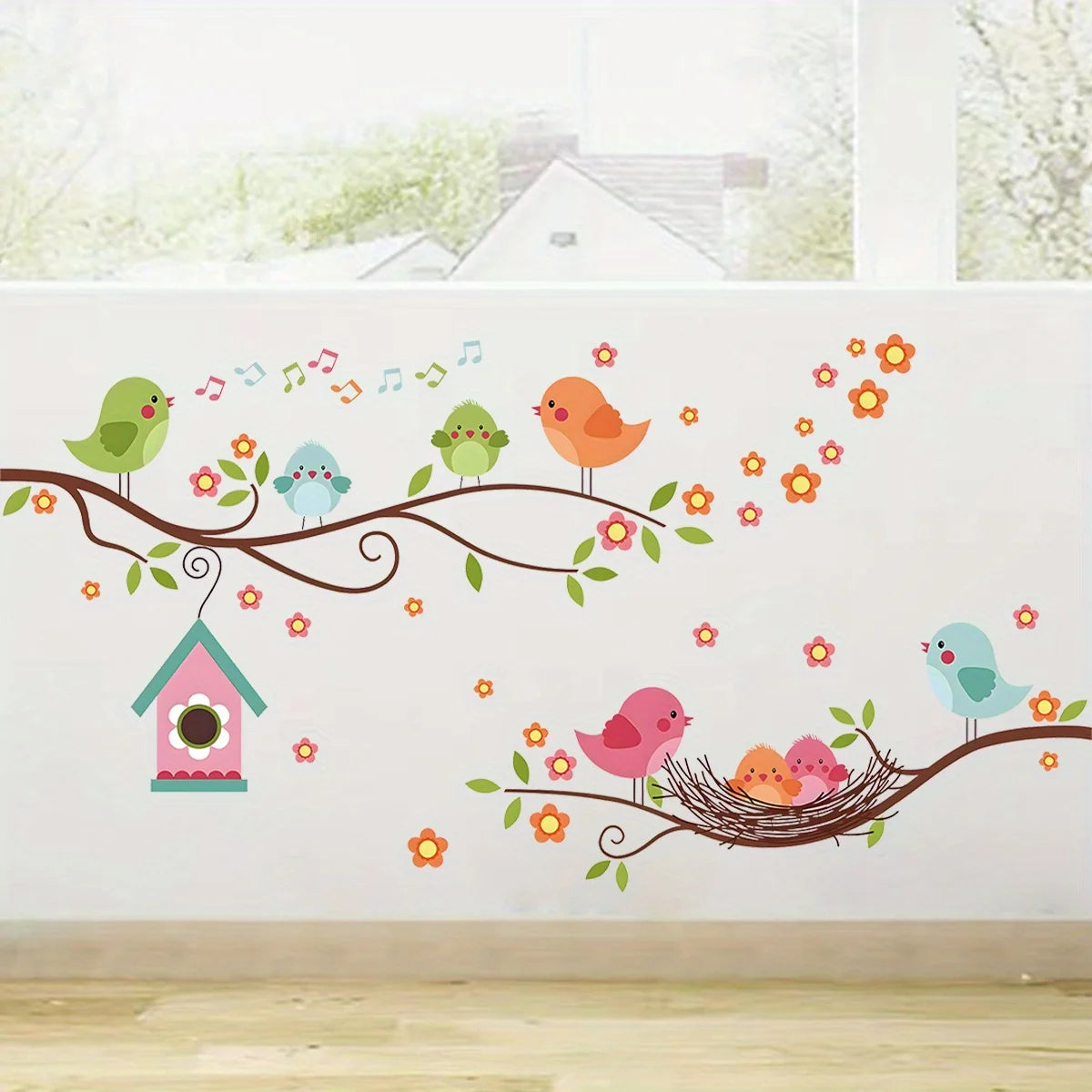 Cartoon Bird Family Wall Sticker for Kids Room Decor-HomeDecorDecals_com