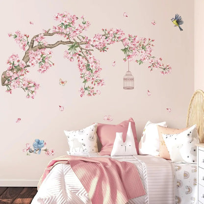 Cherry Blossom Tree Branch Wall Decal | Home Decor removable peel and stick wall decal by HomeDecorDecals.