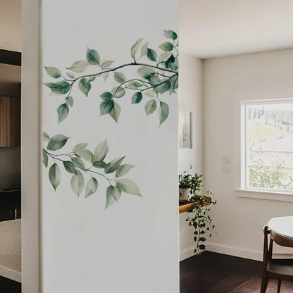 Fresh Tree Branches Green Leaves Wall Stickers Bedroom Living Room Entrance Home Decoration Beautification Wall Decor Wall Art-HomeDecorDecals_com