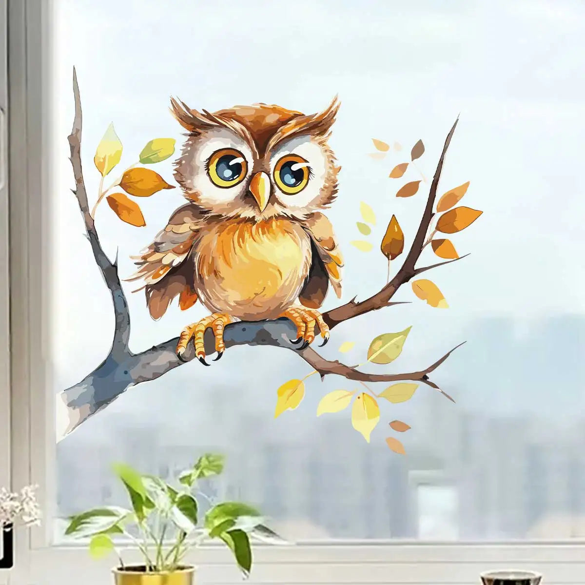 Cartoon Owl Wall Decal | Home Decor removable peel and stick wall decal by HomeDecorDecals.