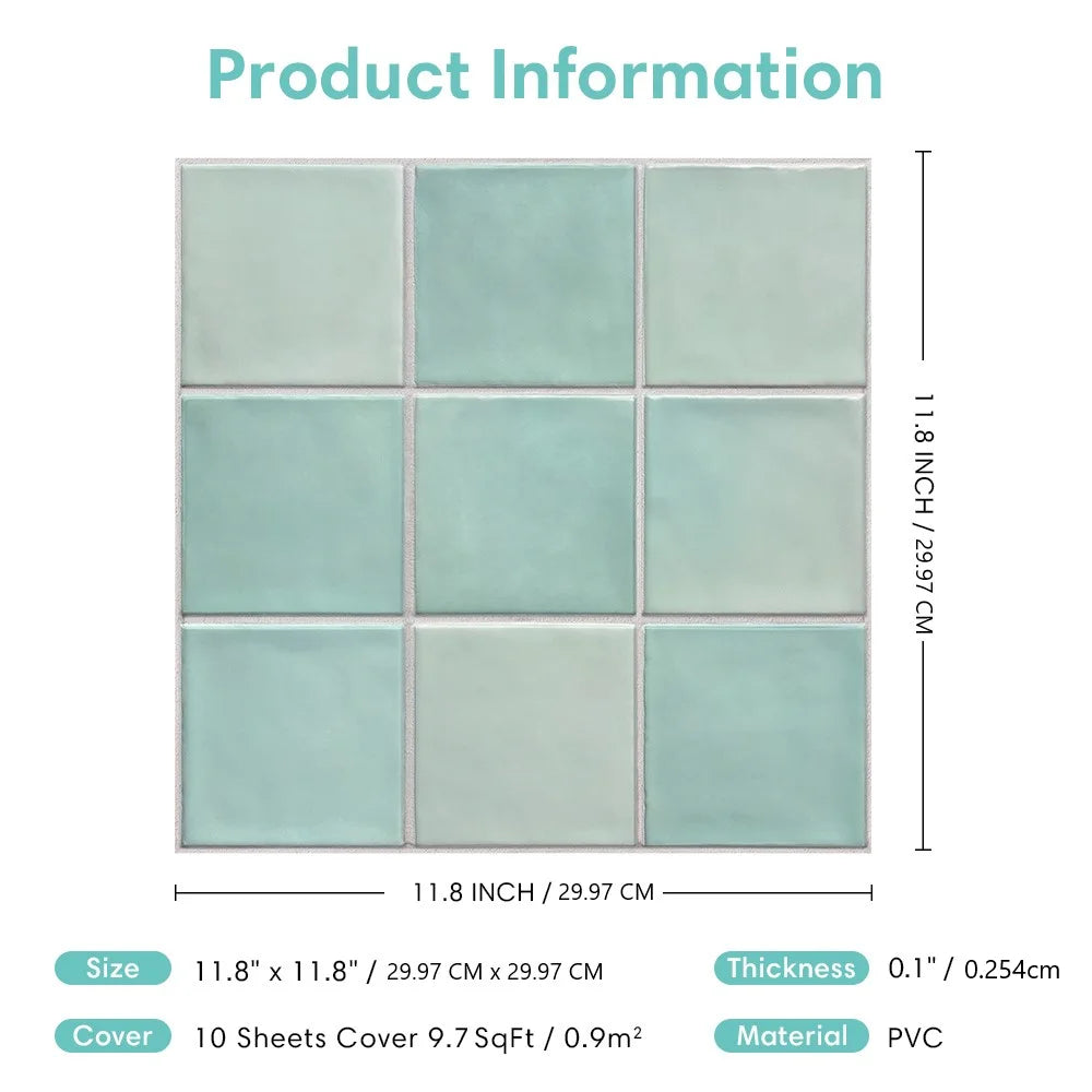 Waterproof 3D Matte Tile Vinyl Wall Decal | Room Decor removable peel and stick wall decal by HomeDecorDecals.