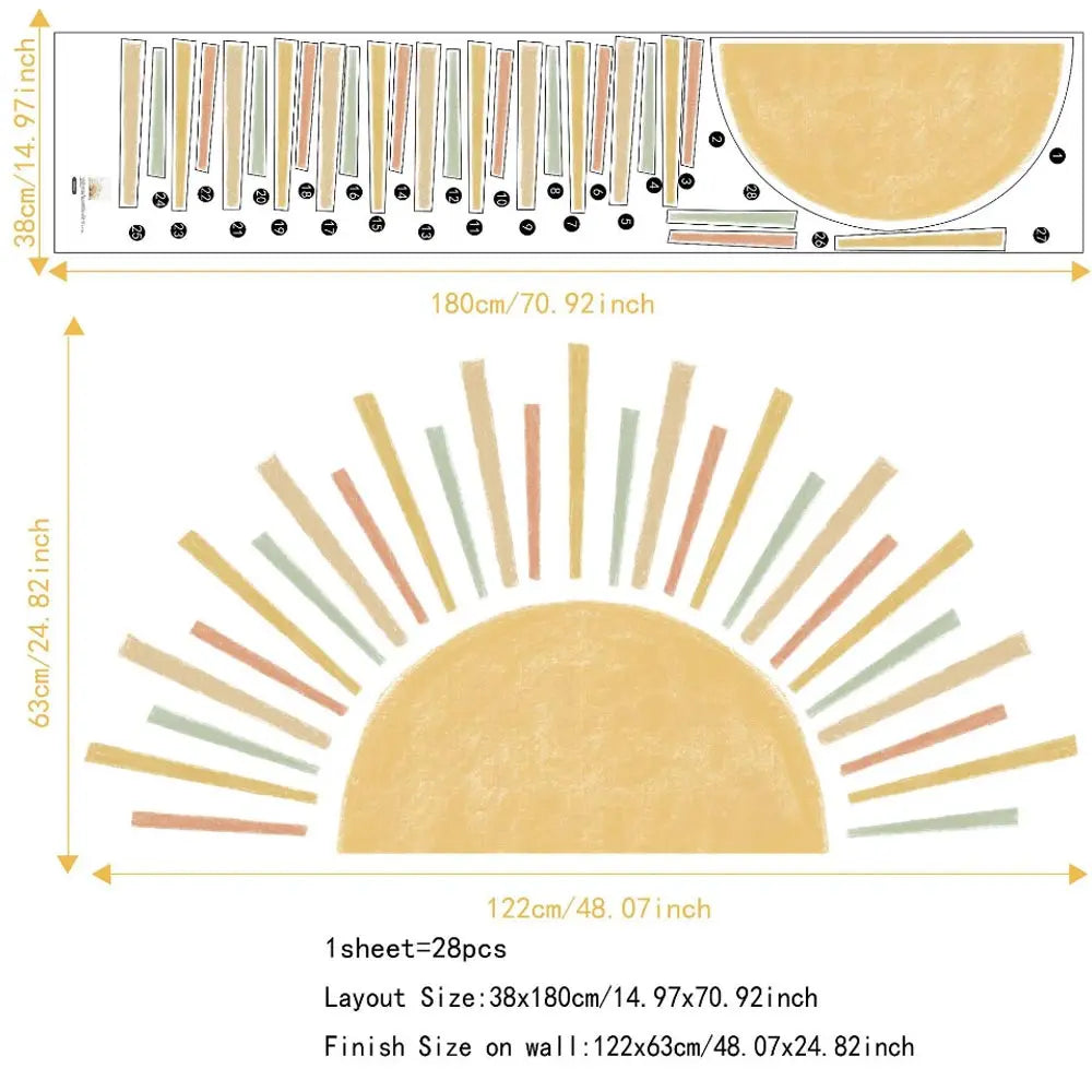 Sunshine Half Sun Wall Decal | Home Decor displayed in room decor by HomeDecorDecals.