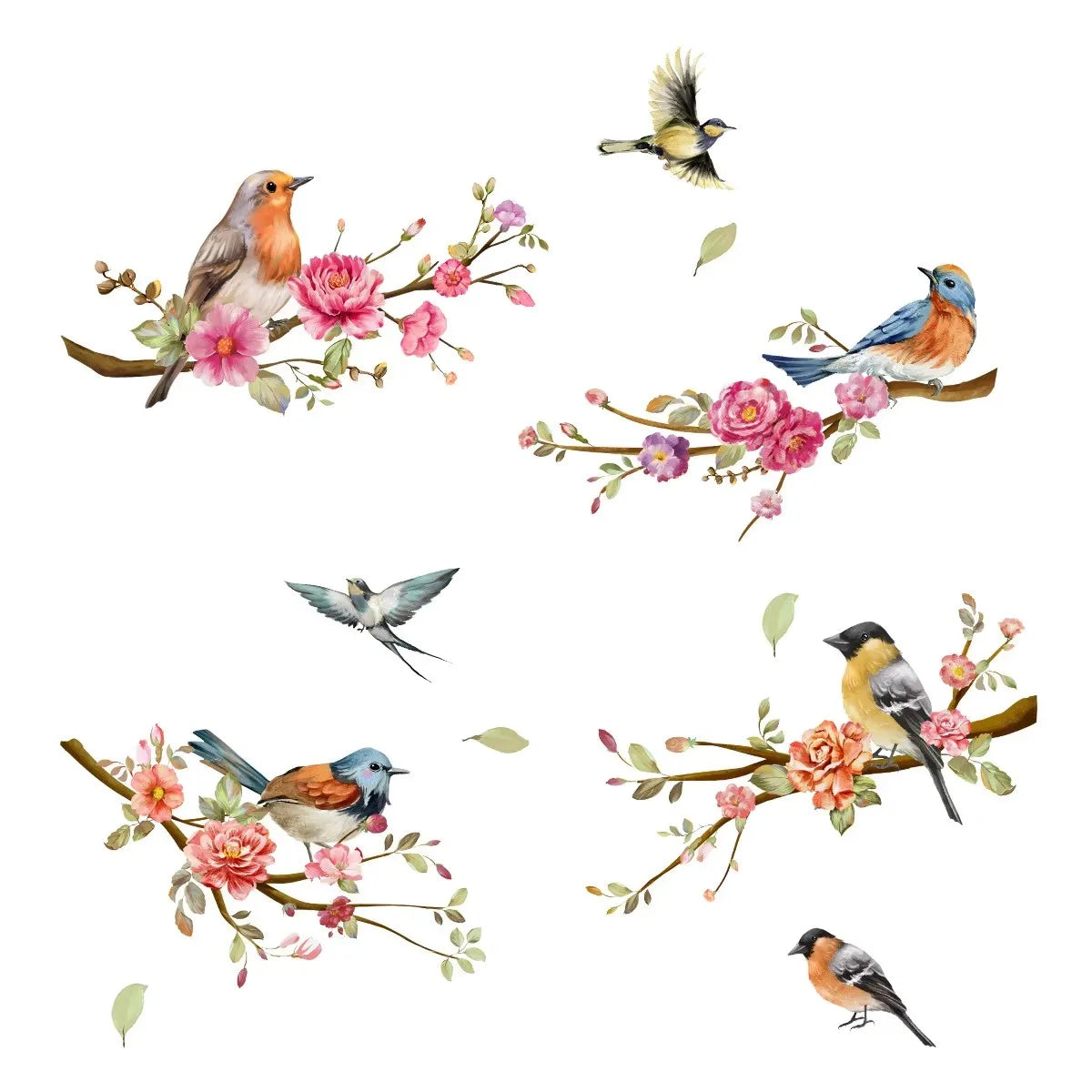 Spring Summer Flowers Birds Series Window Decoration Stickers Pvc Room Decoration Electrostatic Glass Shading Stickers-HomeDecorDecals_com