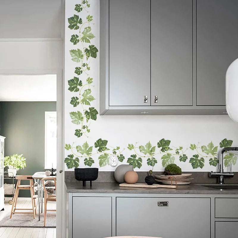 2PCS Green Plant Leaves Children'S Bedroom Living Room Porch Dormitory Home Decoration Wall Stickers Self-Adhesive-HomeDecorDecals_com
