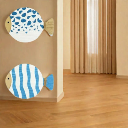 Close-up view of Wooden Ocean Fish Wall Hanging Ornaments | Home Decor by HomeDecorDecals.
