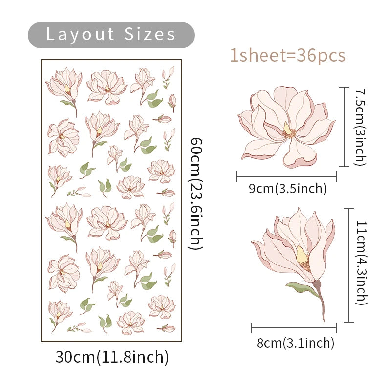 Detailed look at Trendy Boho Style Flowers Wall Decal | Home Decor by HomeDecorDecals.
