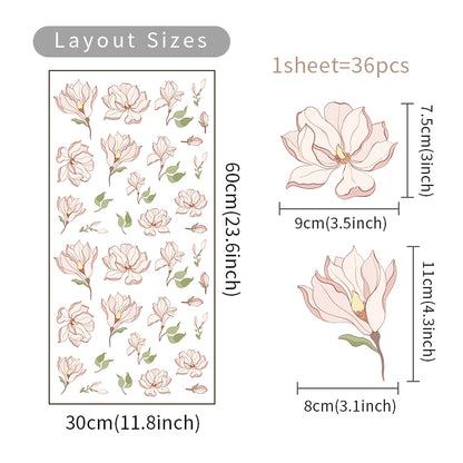 Detailed look at Trendy Boho Style Flowers Wall Decal | Home Decor by HomeDecorDecals.
