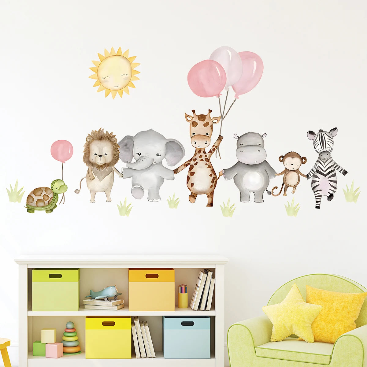 BRUP Cartoon Cute Animal Giraffe Wall Sticker Kids Room Girls Gift Boy Decoration for Bedroom Design Sweet Wallpaper Living Room-HomeDecorDecals_com