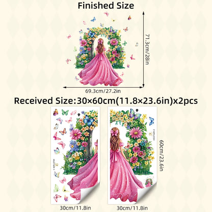 Girl Moon And Butterflies Wall Sticker for Kids Room-HomeDecorDecals_com