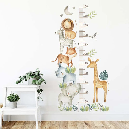 Cartoon Animal Height Ruler Wall Decal | Kids Room Decor growth chart wall decal by HomeDecorDecals.