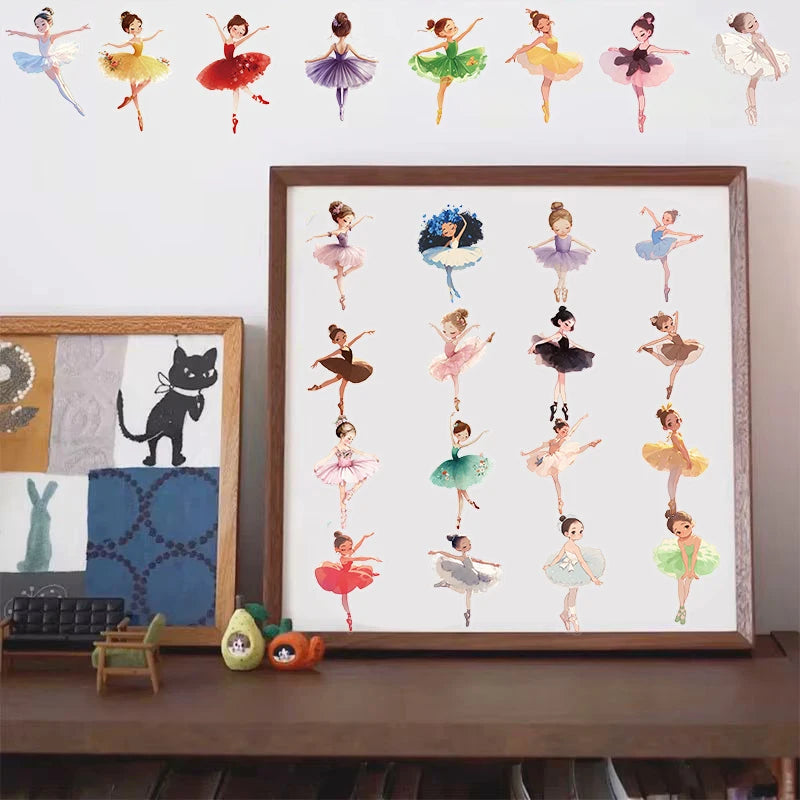 Close-up view of Ballet Harajuku Waterproof Aesthetic Decal | Home Decor by HomeDecorDecals.