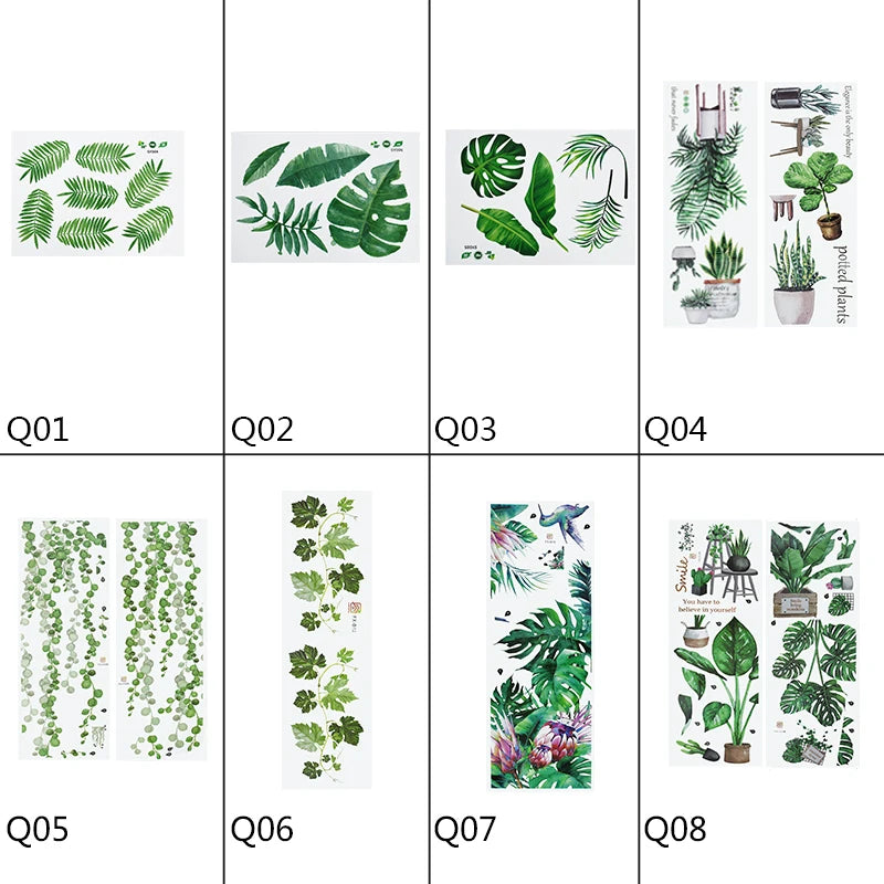 Tropical Leaves and Flowers Wall Decal | Home Decor removable peel and stick wall decal by HomeDecorDecals.