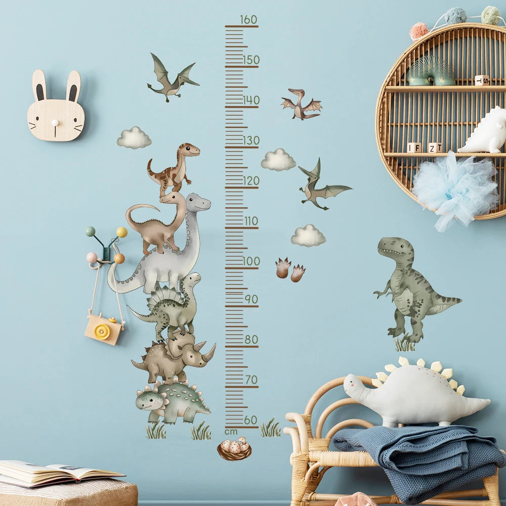 Cartoon Dinosaur Height Stickers Baby Daycare Children's Room Art Stickers Home Decoration-HomeDecorDecals_com