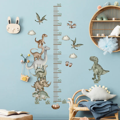 Cartoon Dinosaur Height Stickers Baby Daycare Children's Room Art Stickers Home Decoration-HomeDecorDecals_com