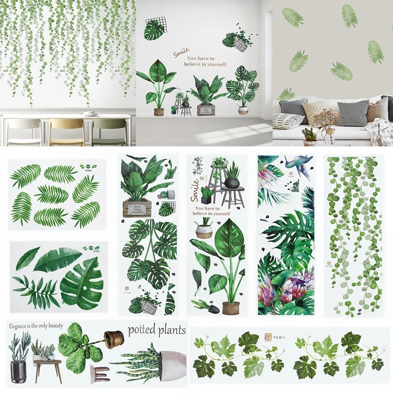 Tropical Leaves and Flowers Wall Decal | Home Decor by HomeDecorDecals.
