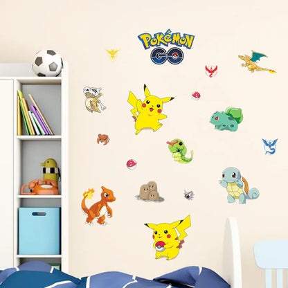 Cartoon Pikachu Wall Sticker For Kids Room Living Room Bedroom Wall Decoration Kids Gifts Door Sticker Cute Posters-HomeDecorDecals_com