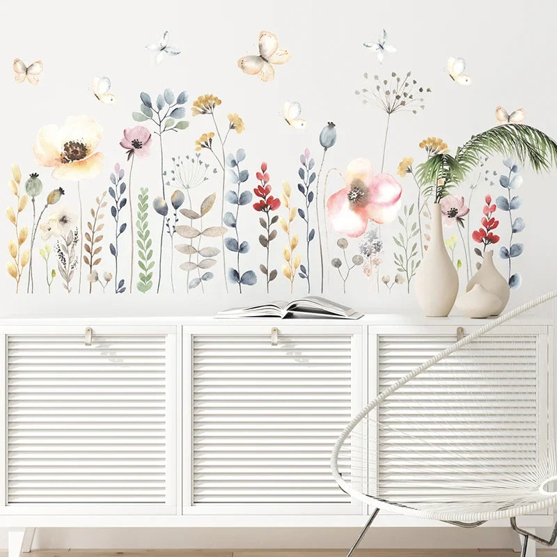 Boho Watercolour Flower Wall Decal | Home Decor design details by HomeDecorDecals.