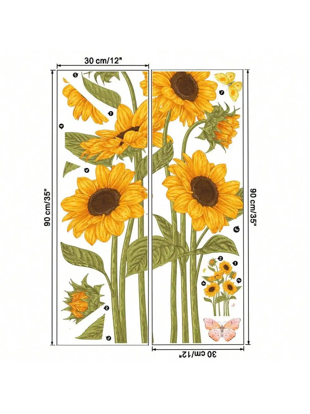 Additional view of Sunflower and Butterfly Wall Decal | Home Decor by HomeDecorDecals.