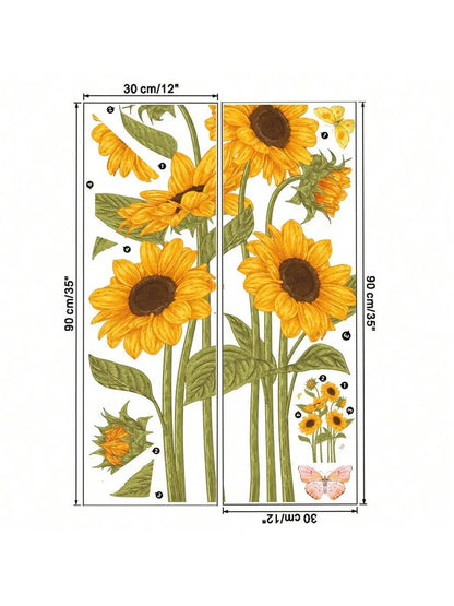 Additional view of Sunflower and Butterfly Wall Decal | Home Decor by HomeDecorDecals.